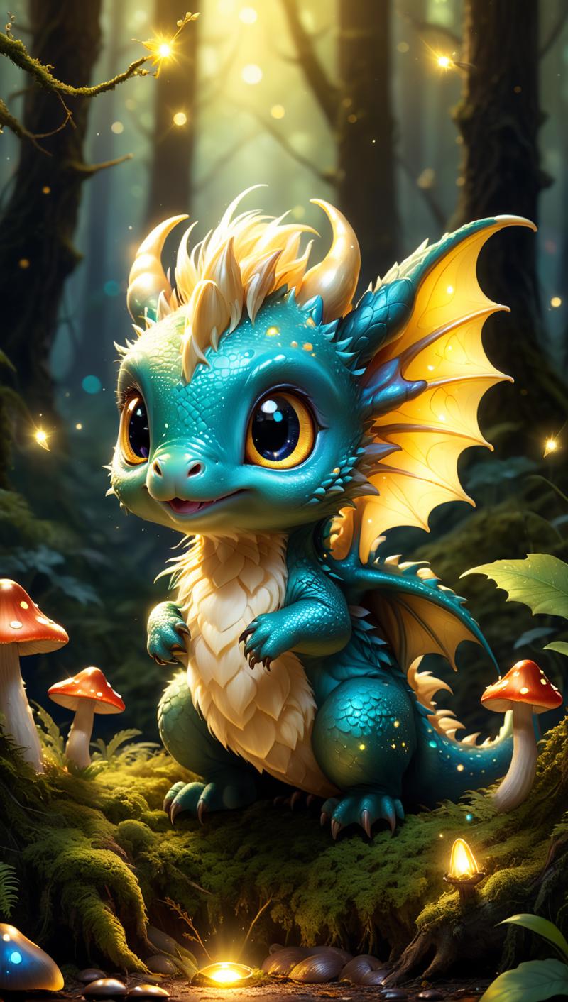 02300-1809846559-A tiny, adorable baby dragon with big, curious eyes and a fluffy golden mane, exploring a magical beautiful forest filled with s.png